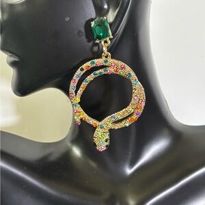 Multi-Color Gold Snake Earrings